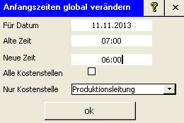 Anfangszeiten global ändern