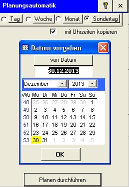 Planungsautomatik Sondertag